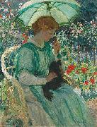 E.Phillips Fox The green parasol, painting
